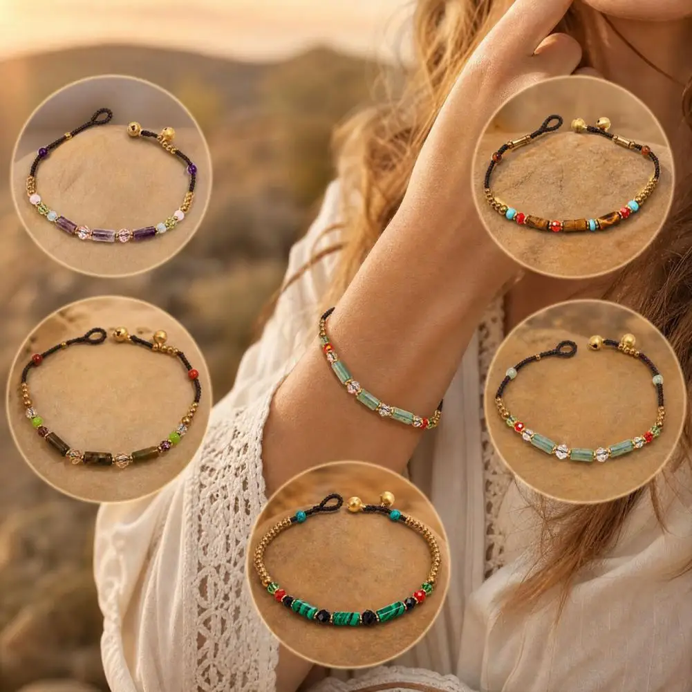 Minimalist Layering Bracelet Bohemian Bracelet for Women Handmade Bamboo Joint Beaded Stackable Bracelet Ethnic Style Boho