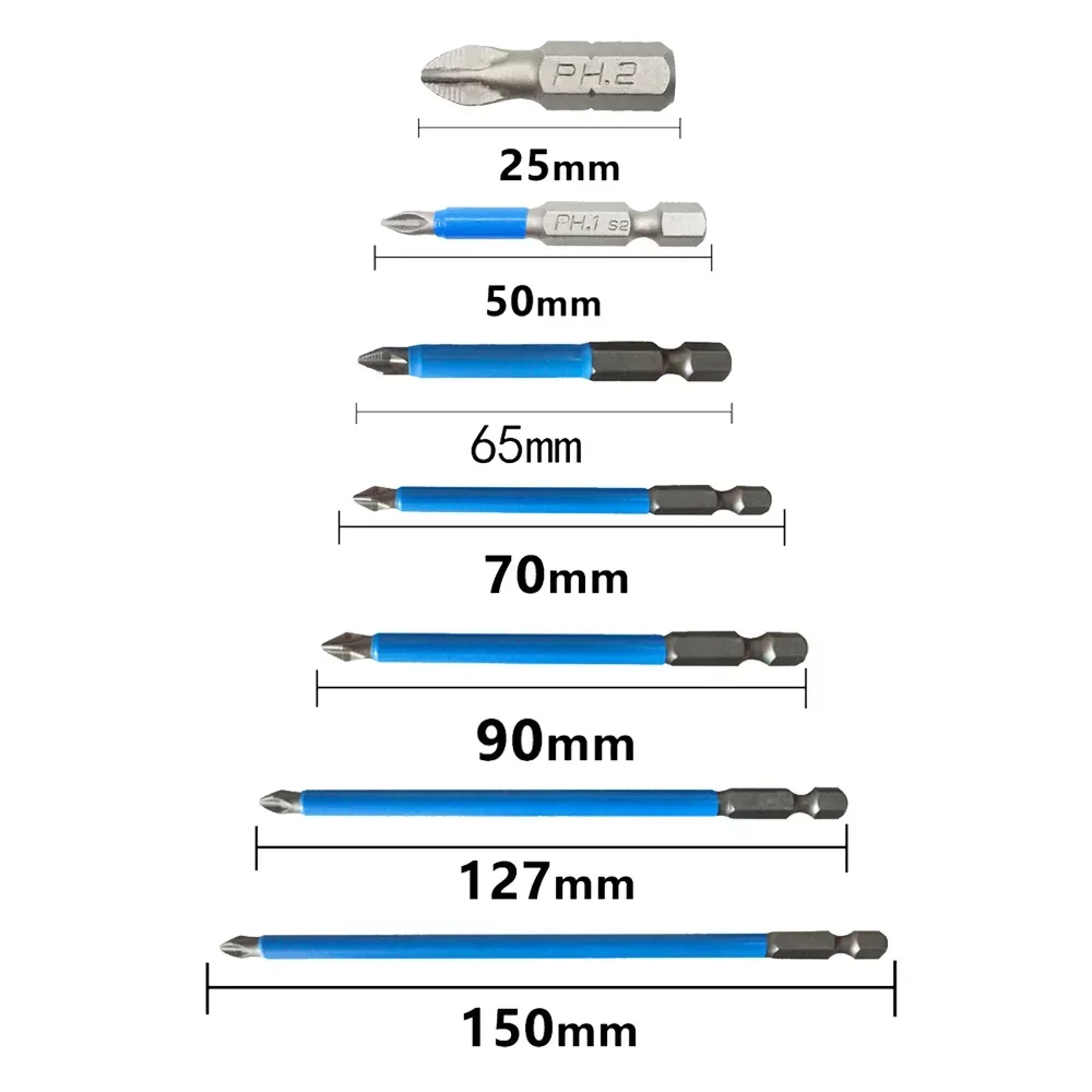 Magnetic Electric Drill Non-Slip Screwdriver Bit Head PH2 Cross Hand Tool For Wind Batch Hand Drill 25/50/65/70/90 /127/150mm