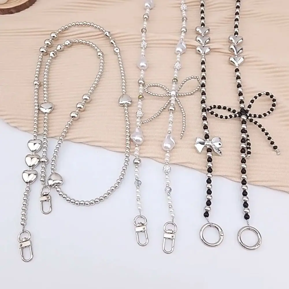 

Ремешок для телефона ручной работы с серебряными бусинами, роскошный телефон с сердечком, анти-потерянная веревка, стильный чехол для телефона, ремни-цепочки, аксессуары для телефонов