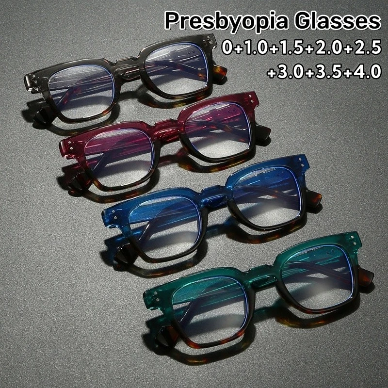 

Anti-blue Light Fashionable Large-framed Square Reading Glasses Women Men High-definition Business Versatile Eyeglasses