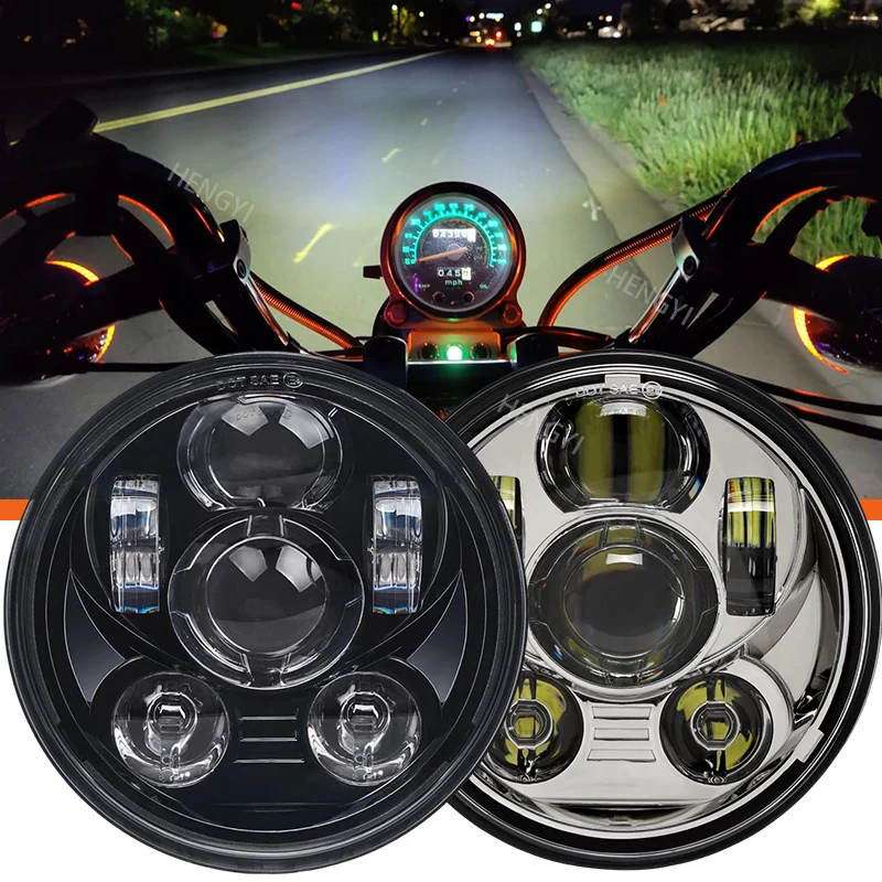 

Фара мотоцикла, встроенная противомерцающая светодиодная фара 5,75 дюйма, совместимая с Harley Davidson Dyna Sportster Iron 883 1200, Low Rider