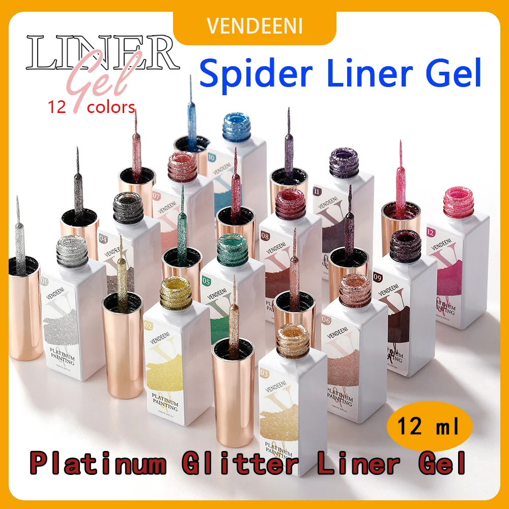 

Vendeeni 12ml Spider wire Platinum Gel Nail Polish for Drawing Painting Gel Creative Point To Line Nail Art Gel Polish Varnish