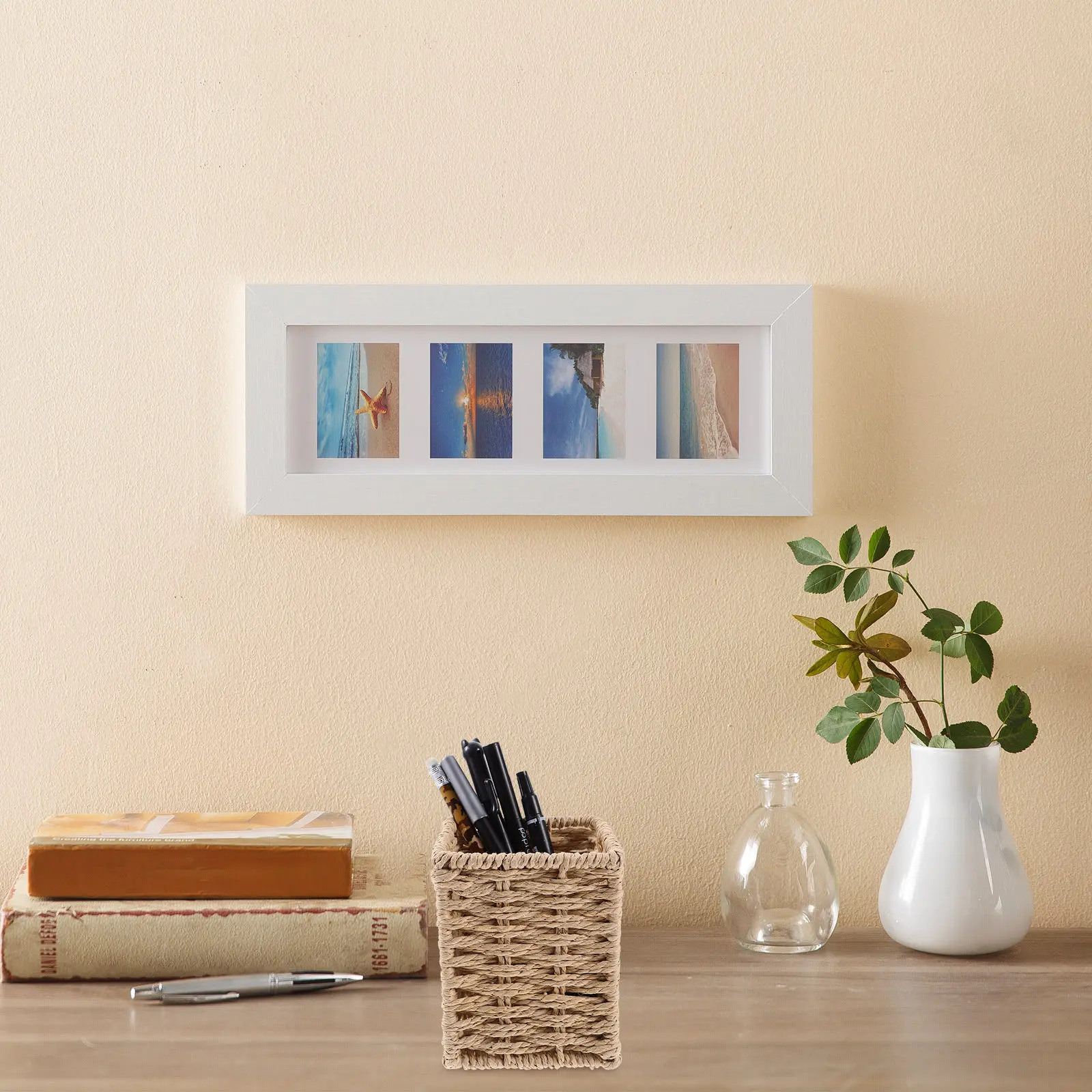 Paper Rope Holder Small Baskets Desk Pen And Pencil Organizer Organizer Iron Material Woven Pen Cup Storage Stationery