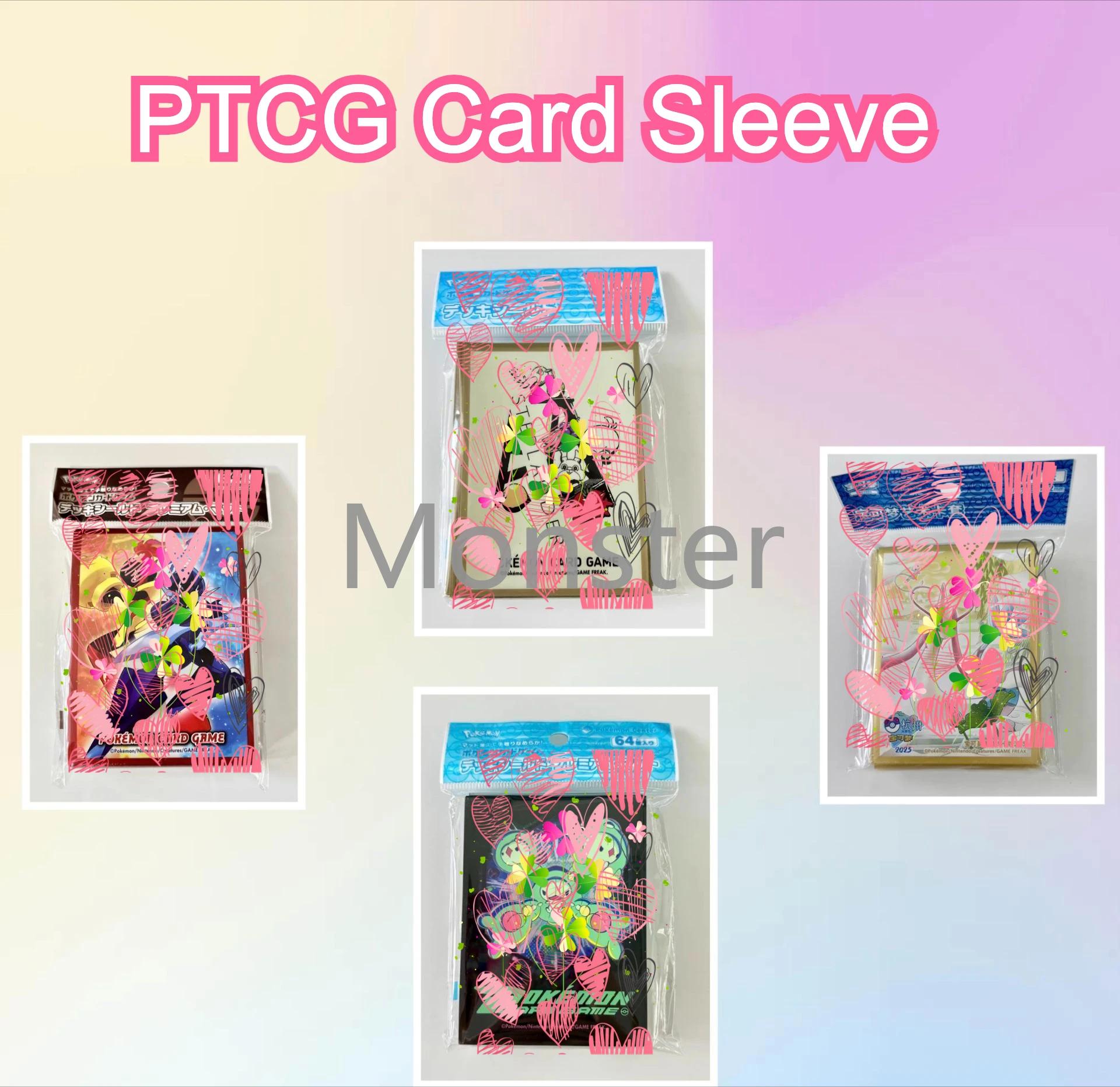

64Pcs/set Card Sleeve PTCG Pokemon DIY Anime Trading Card Protector Board Game Tyranitar Chansey Raihan Litten TapuKoko Fuecoco