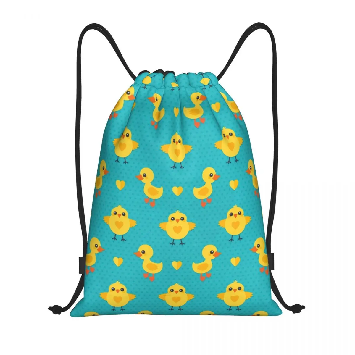 Custom Cartoon Chicks And Duck Drawstring Bags for Shopping Yoga Backpacks Women Men Sports Gym Sackpack