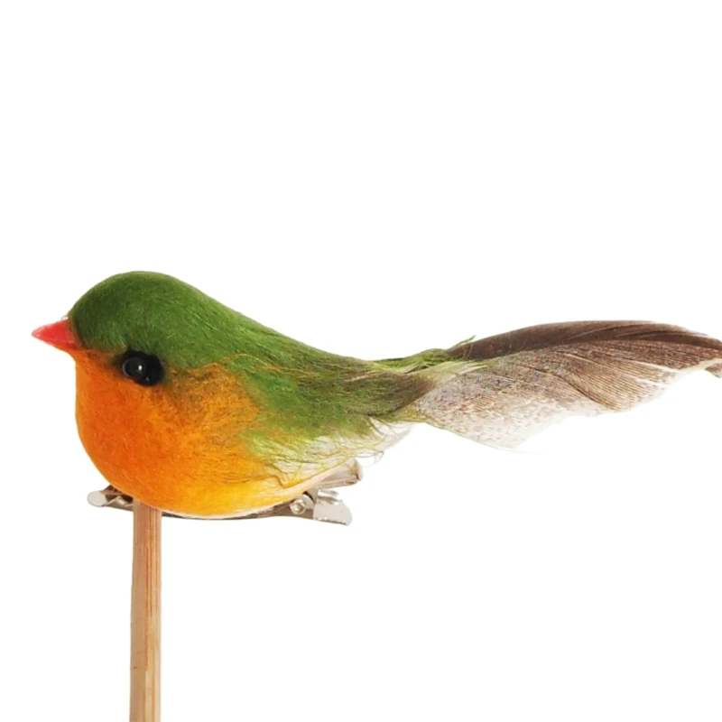 12 個の人工鳥クリスマスツリー庭の芝生の装飾シミュレーション羽鳥の置物ホリデードロップシップ用クリップ付き