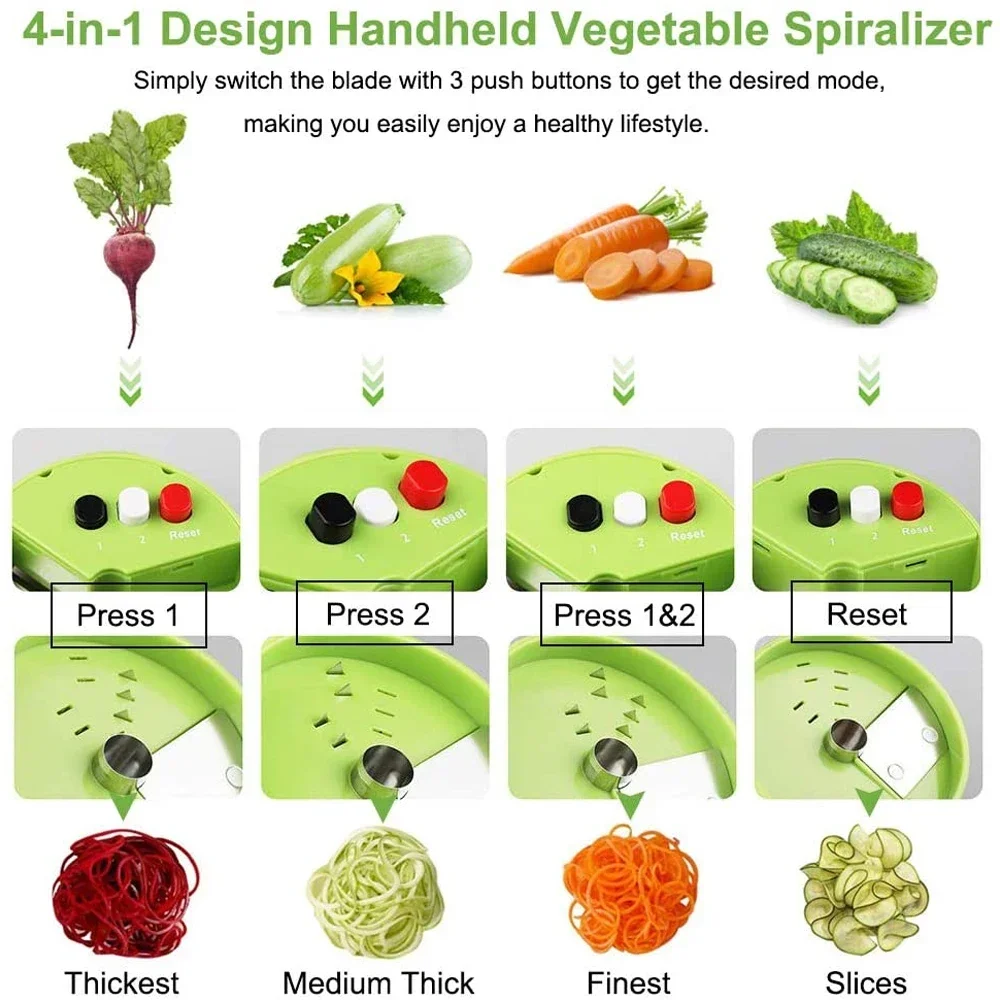 يده Spiralizer الخضار الفاكهة القطاعة قابل للتعديل دوامة مبشرة القاطع أدوات السلطة مبشرة دوارة عناصر المطبخ