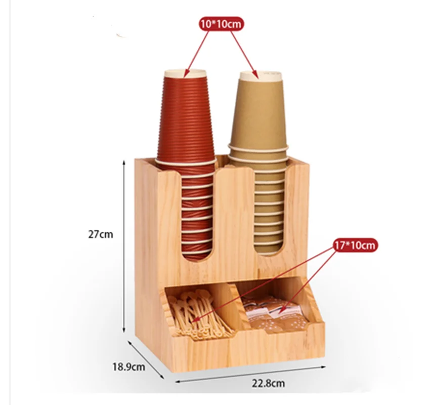 

Disposable Wooden Cup Holder Multi-compartment Coffee Milk Tea Shop Household Paper Kitchen Storage Box