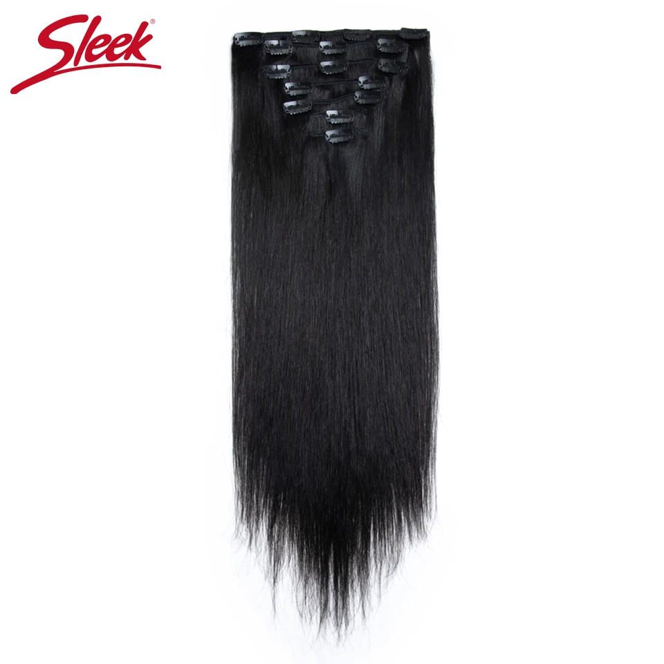 Sleek Straight Clip in Hair Extensions Human Hair Natural Blonde 613 Color 7pcs/Pack Clip in Extensions Salon-Grade Quality