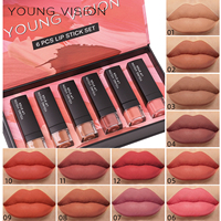 6 pcs /set matte lipstick gift box set non stick cup lipstick velvet moisturizing lipstick