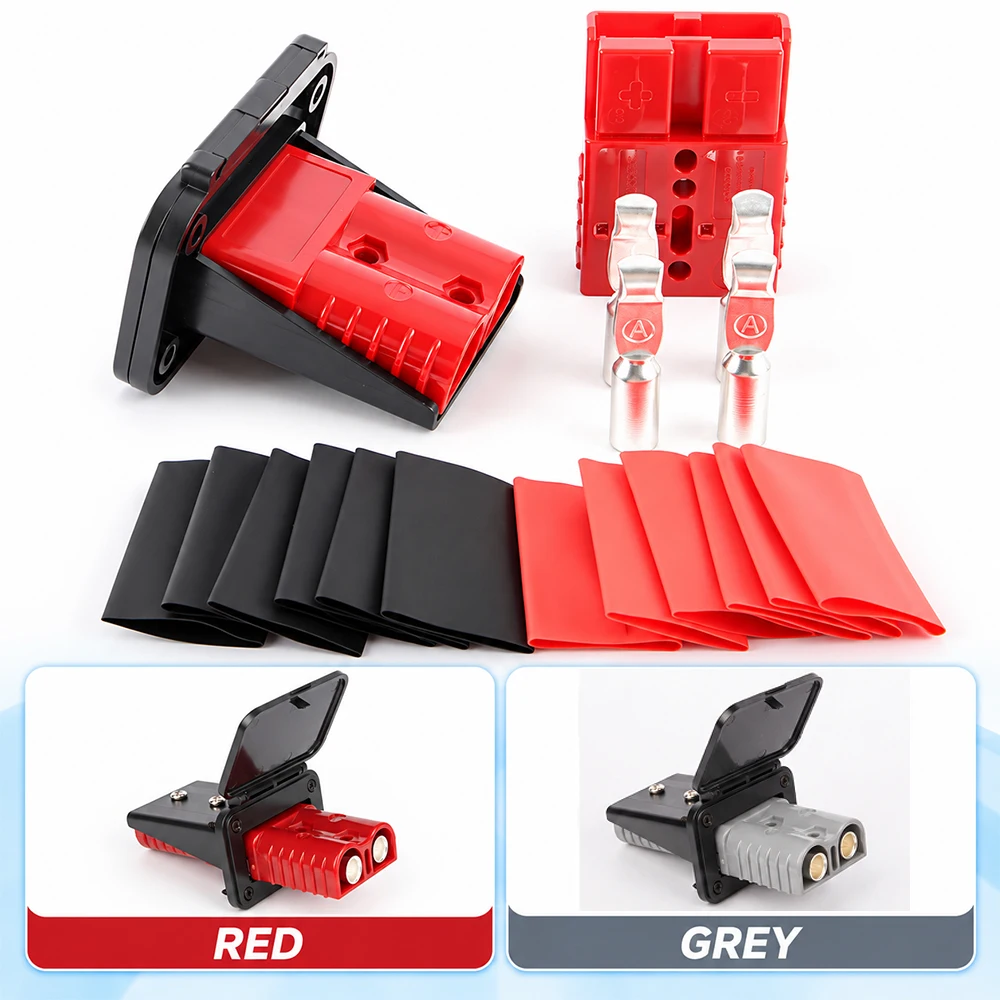 80A 600V High Current Power Double Pole Quick Connect/Disconnect Battery Connector Plug Kit With Single Bracket