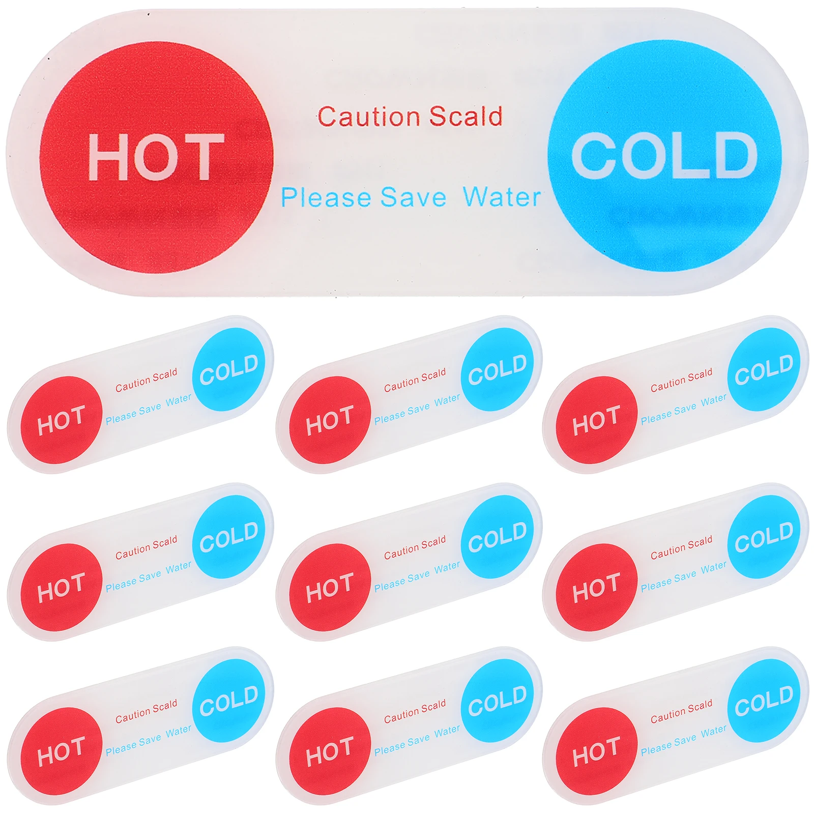 10Pcs Acrylic Water Faucet Indicator Signs Self Stick Hot and Cold Labels for Shower Sink Faucets Clear Hotel Bathroom Decals