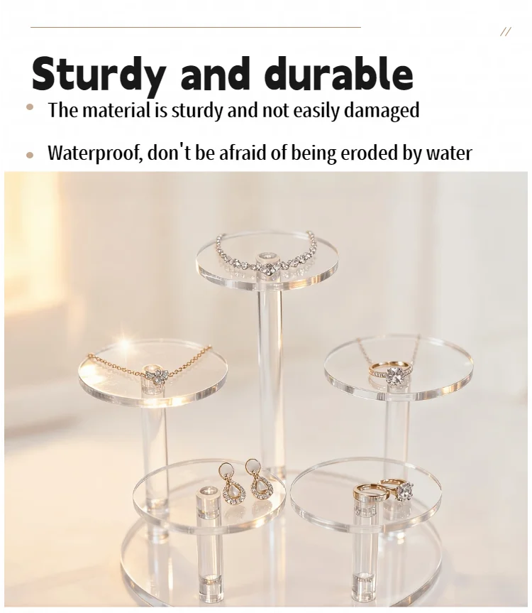 Multifunktionales, transparentes, langlebiges Acryl-Display-Regal, geeignet zum Platzieren von Schmuck, Cupcakes, Parfüm, Puppen, Aufbewahrungsregal. – Detail 12
