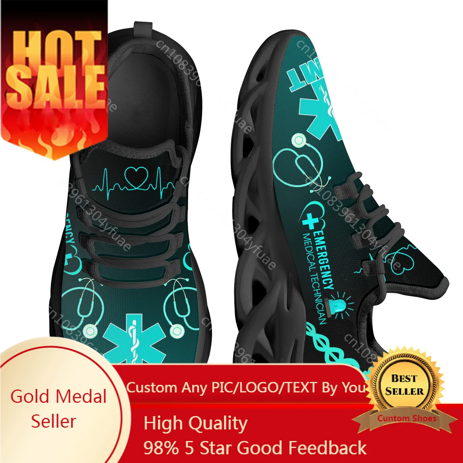 Cute Nurse Cat Pattern Female Shoes Casual Sneakers Brand Design Lace-up Walking Male Medical Student Flats Footwear