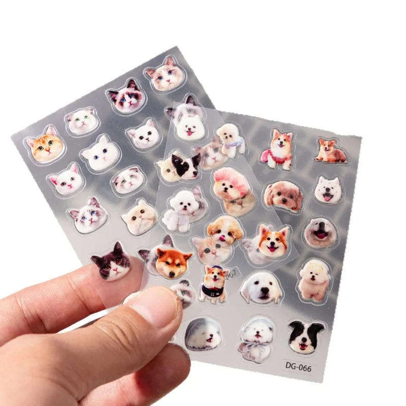 1pc Cute Animal Jelly Stickers Kawaii Cat Dog Epoxy Resin Decals for Diary Planner Album Scrapbook DIY Decoration