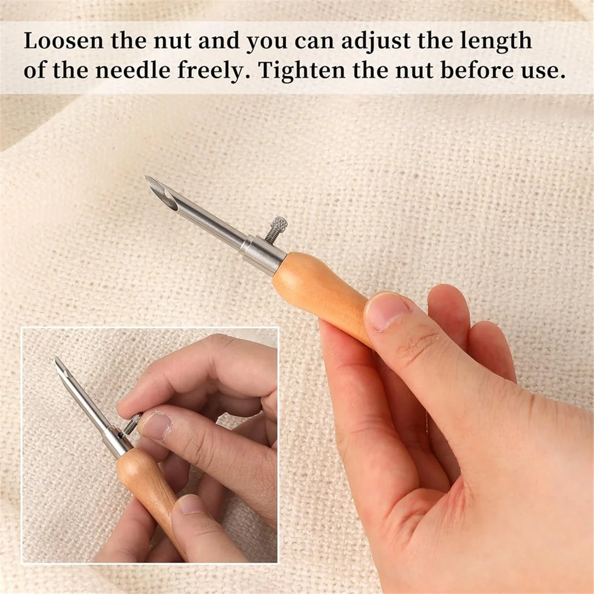 5 Pcs Punch Needle Tool, Punch Needle Kit Metal Punch Needle Punch Needle Threader Punch Needle Set 2.5/3.5/5mm