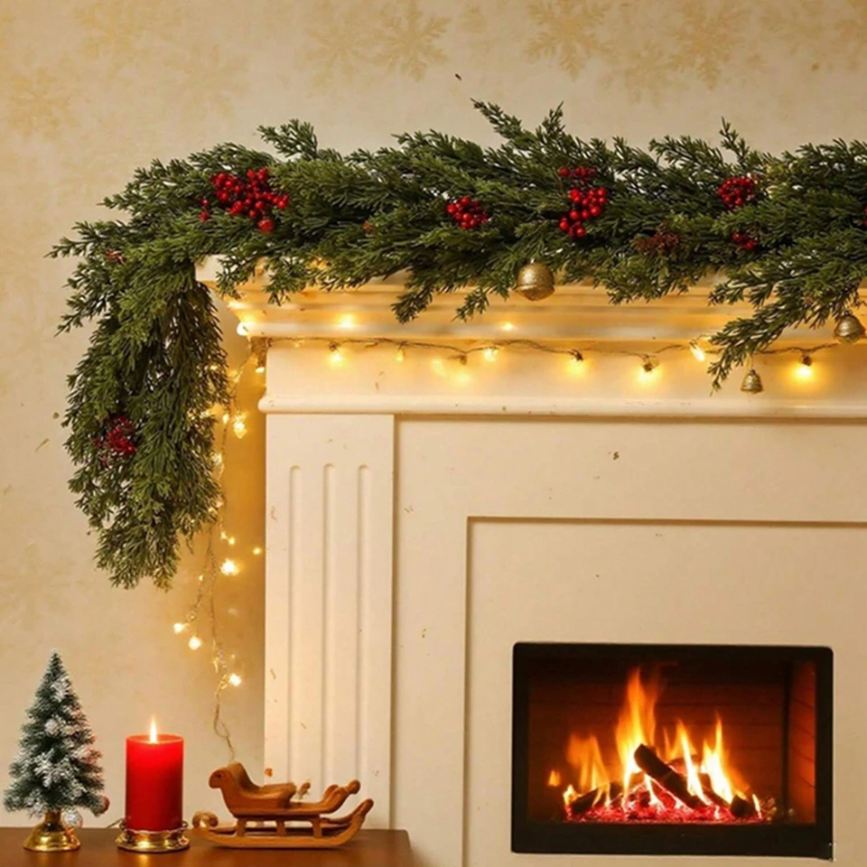 

Artificial Plant Greenery Foliage Vine Christmas Tree Wedding Yard Fence Rail Ornaments Arch Home Living Room Hanging Decoration