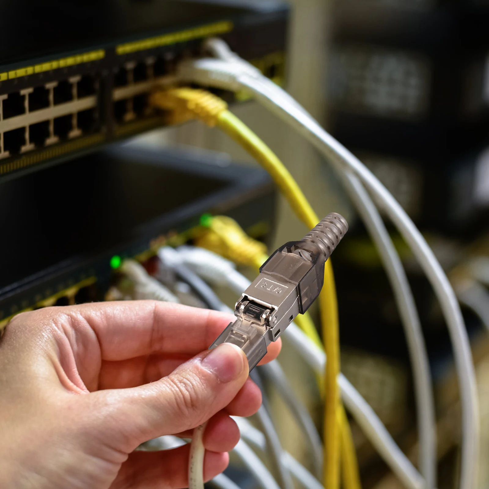 

Tool- 8 Plugs Shielded Ethernet Modular Plug Gold-Plated External Crimp Connector For All Devices Network