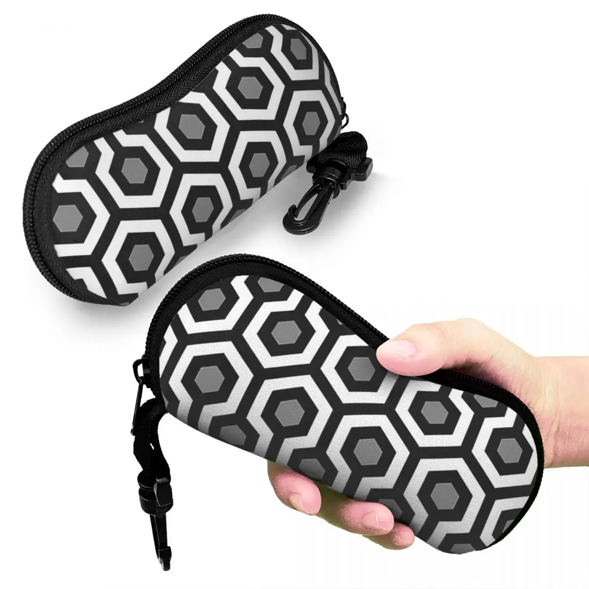 

Geometric Pattern Looped Hexagons Kerry Shell Glasses Case Protective Sunglasses Box Women Men Soft Eyeglass Bag Pouch