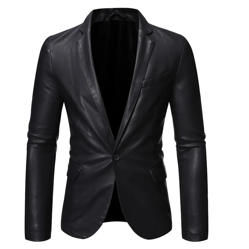 

2025 New men's fashion Business suit-style Leather trench jacket spring Classic long sleeve coat leather clothes