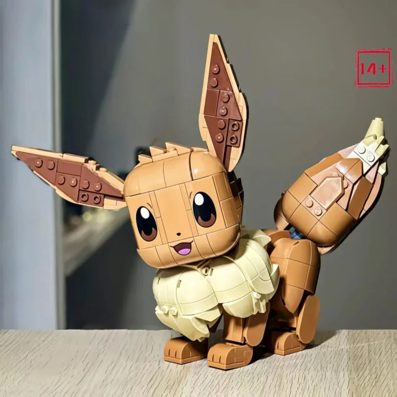 2026 IN STOCK 587pcs Hot Game Magical Pet Pocket Elf Fox Eevee Building Blocks Figure 3D Model Bricks Toy For Birthday Gifts