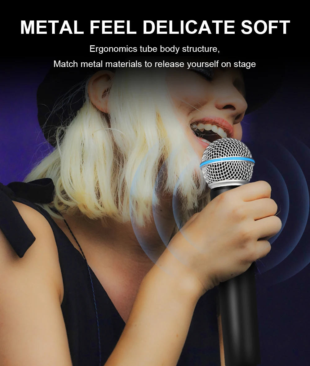 Wireless Microphone G-MARK G44S Karaoke Mic 4 Channels Professional Microphon Handheld Frequency Adjustable Metal Body For Party - Image 3