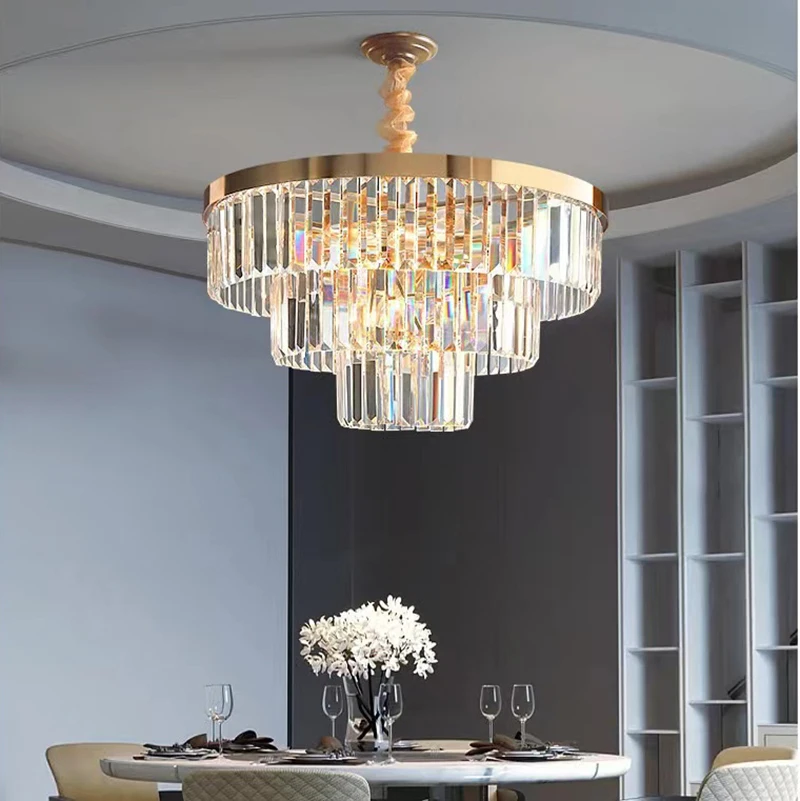 Black Modern Crystal Ceiling Chandelier Luxury Home Deco Living Room Hanglamp