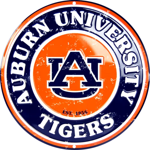 

AUBURN UNIVERSITY 24 "ROUND X LARGE METAL AUBURN TIGERS WAR EAGLE MAN пещера знак