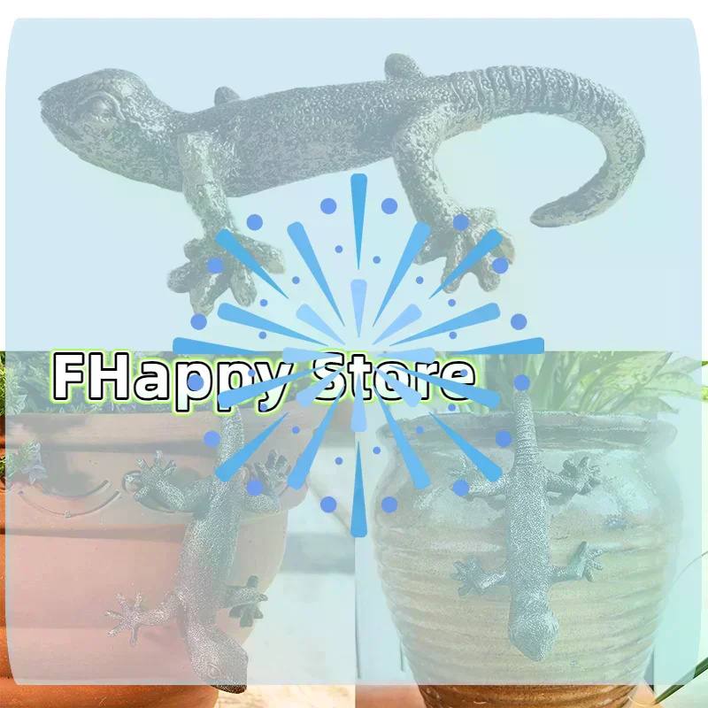 Garden Decorative Potted Partner Bronze Gecko Flower Pot Ornaments Vintage Bronze Gecko Planter Pot Hugger Flower Pot Pendant