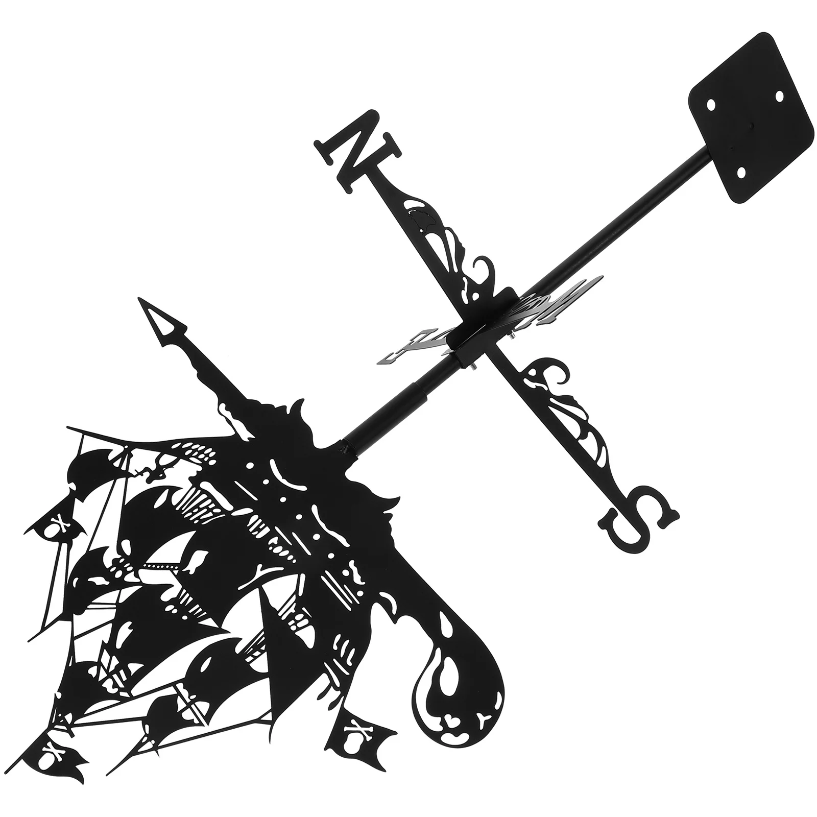Pirate Ship Wind Vane Decorative Metal Weather Vane for Outdoor Garden Patio Lawn Yard Decor Weathervane