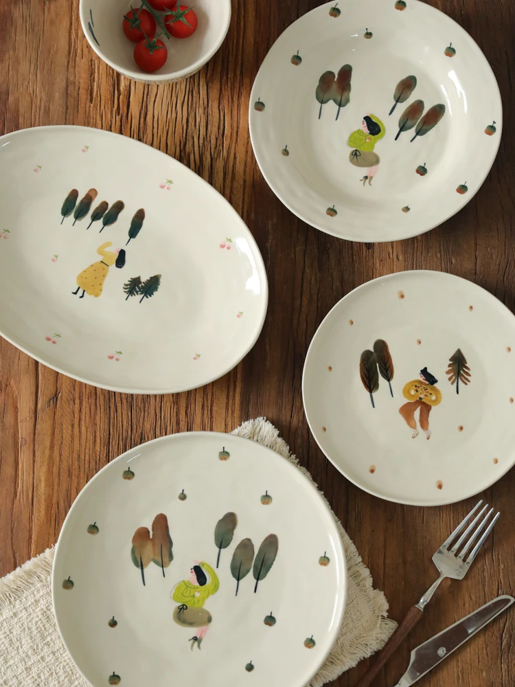 

Retro Japanese Sle Cerc Plate Dining Utensils High Aesthetic Value Western Steak Fi Steng Plate Home Use Di Plate