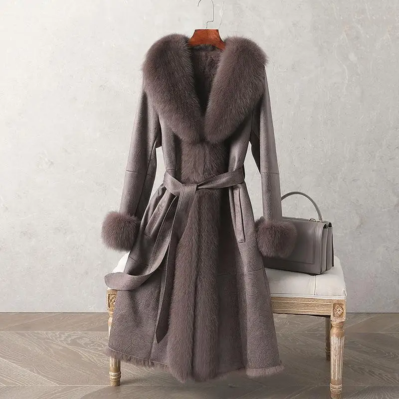 High Quality High Appearance Level Imitation Fox Fur Integrated Coat Women's Medium and Long Winter Slim-fit Simulated Fur Coat