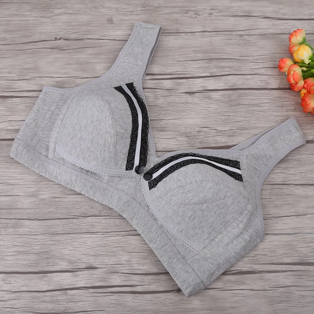 

Cotton Maternity Nursing Breast Feeding Bras Prevent Sagging Pregnant Women Underwear(Gray M)