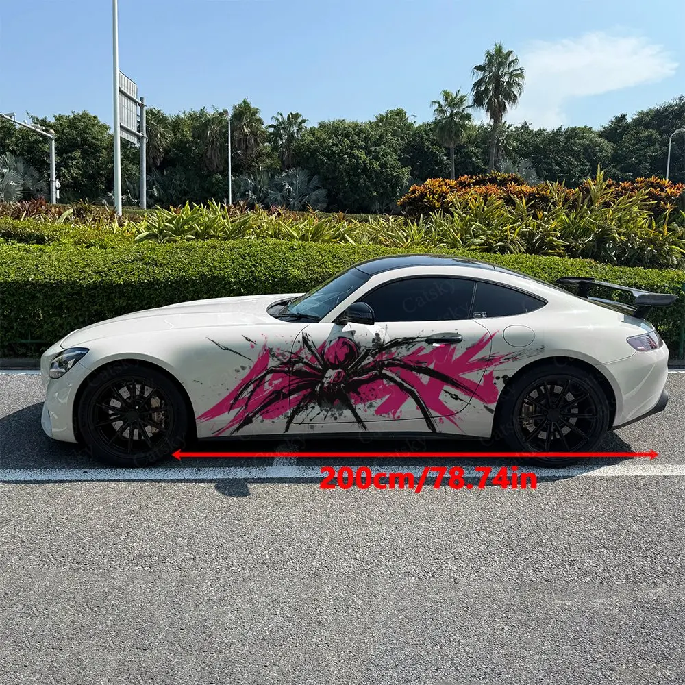 2pcs Graffiti Spider Pattern Car Decal Full Body Floral Decoration Scratches Protect Car Decal Waterproof Car Vinyl Wraps