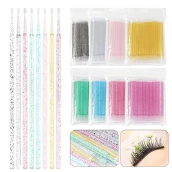 100Pcs Crystal Eyelash Cleaning Brush Lashes Extension Micro Cotton Swab Lash Removing Microbrush Beauty Makeup Tools