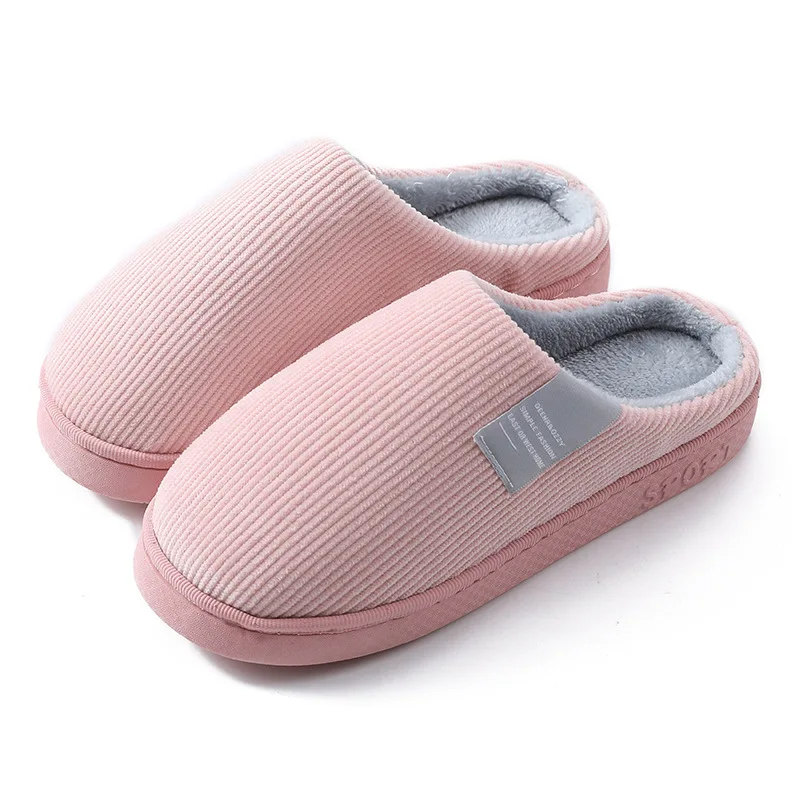 Winter Household Cotton Slippers Men Indoor Warm Plush Footwear Non-Slip Platform Slippers Couple Women