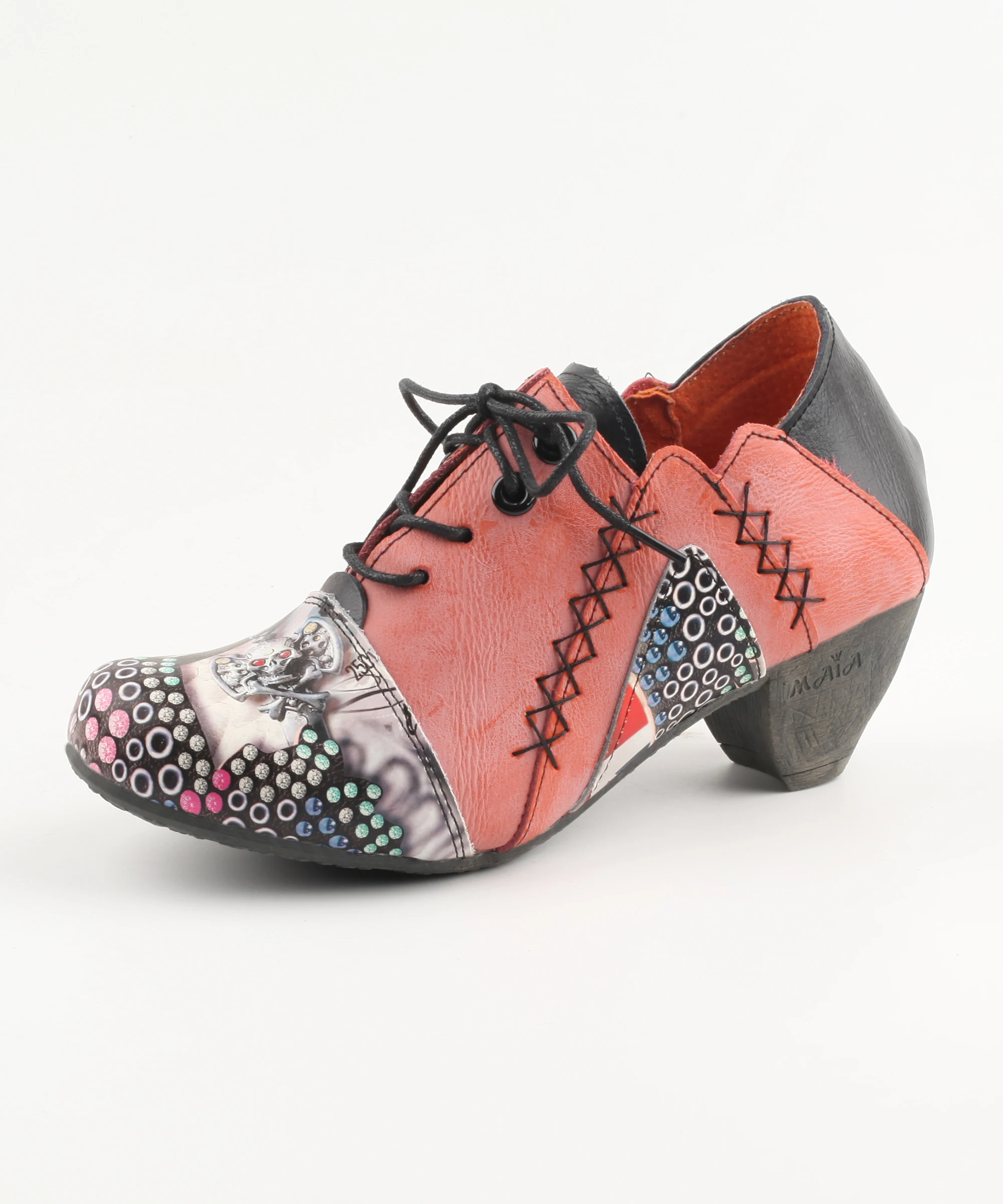 TMA EYES Explosive Women's Retro Style Polka Dot Leather Strap Heels