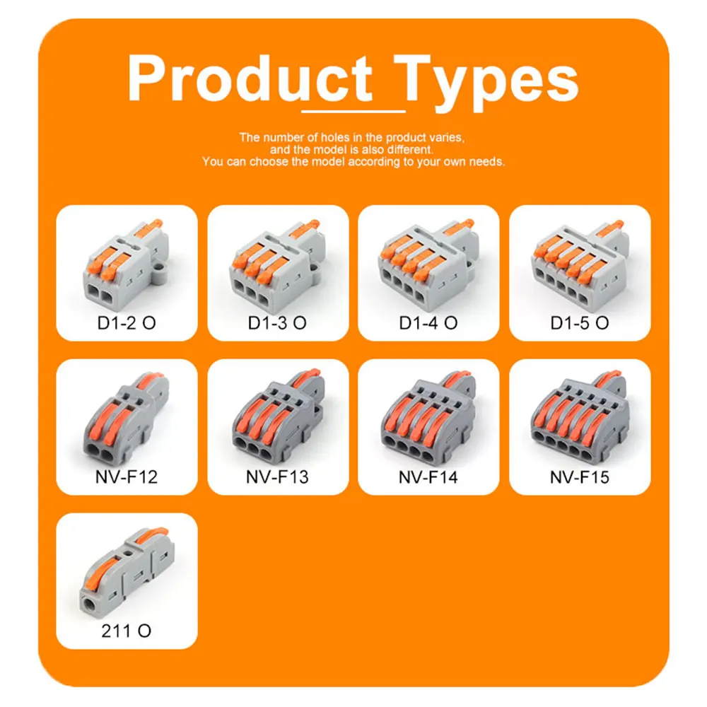 10PCS Quick Cable Wire Connectors 1 In Multiple Out Universal Compact Splitter Push-in Lever Terminal Block Home Junction Box