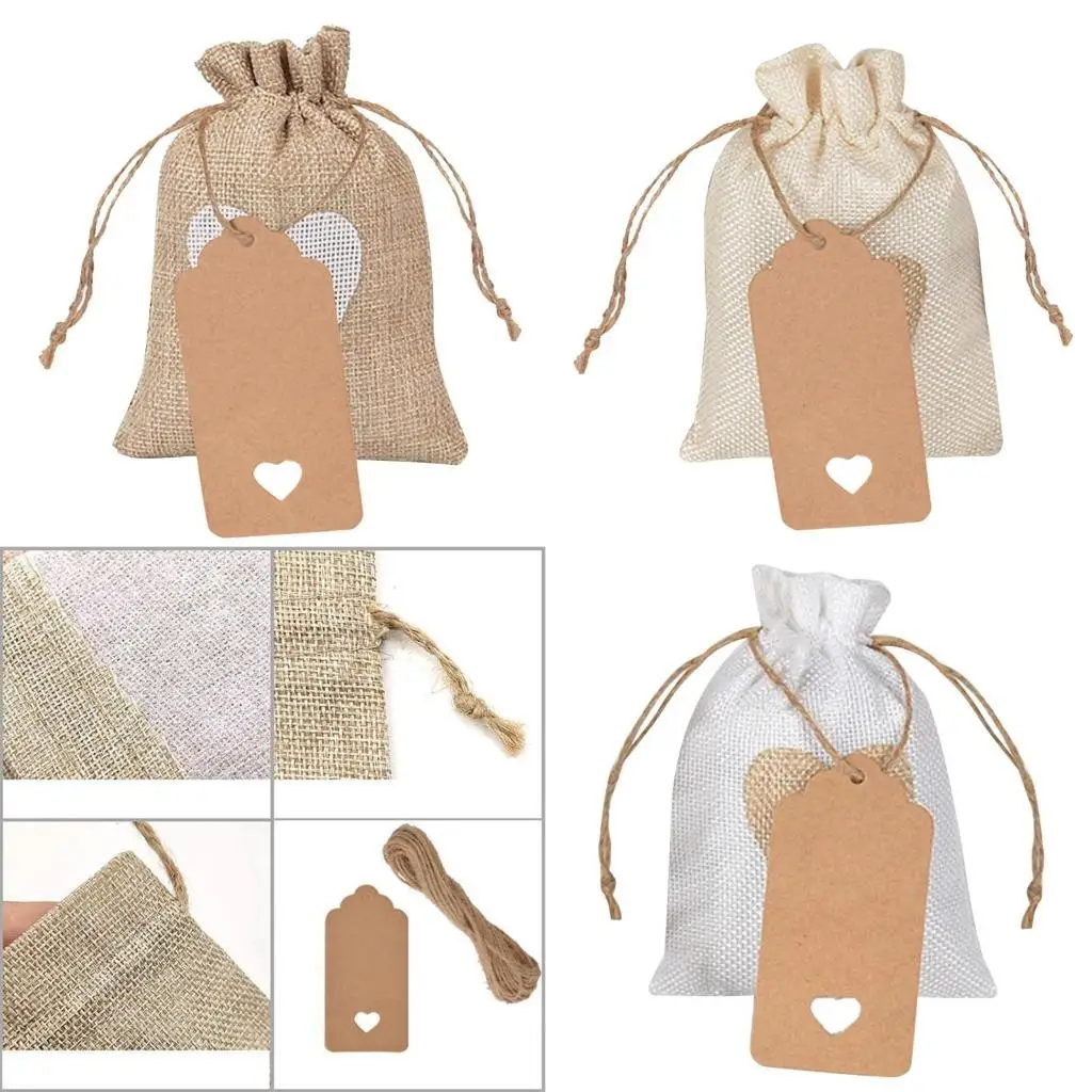 

652F Set of 51 Burlap Bags for Gift Packaging Stylish Jewelry and Small Storage Bag Elegant Gift for Weddings
