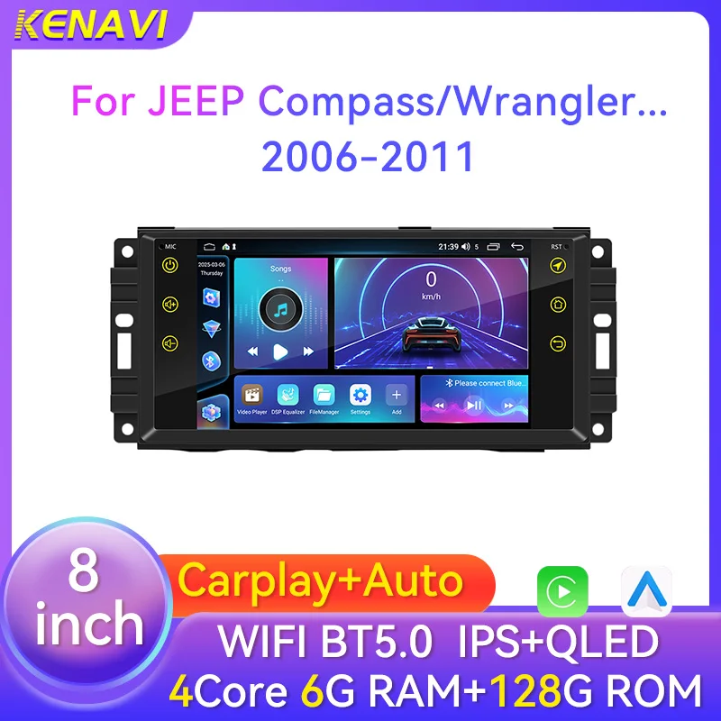 Car Multimedia Player Radio For Jeep Grand Cherokee Compass Commander Wrangler 300C Dodge Carplay Android Auto FM GPS Head Unit
