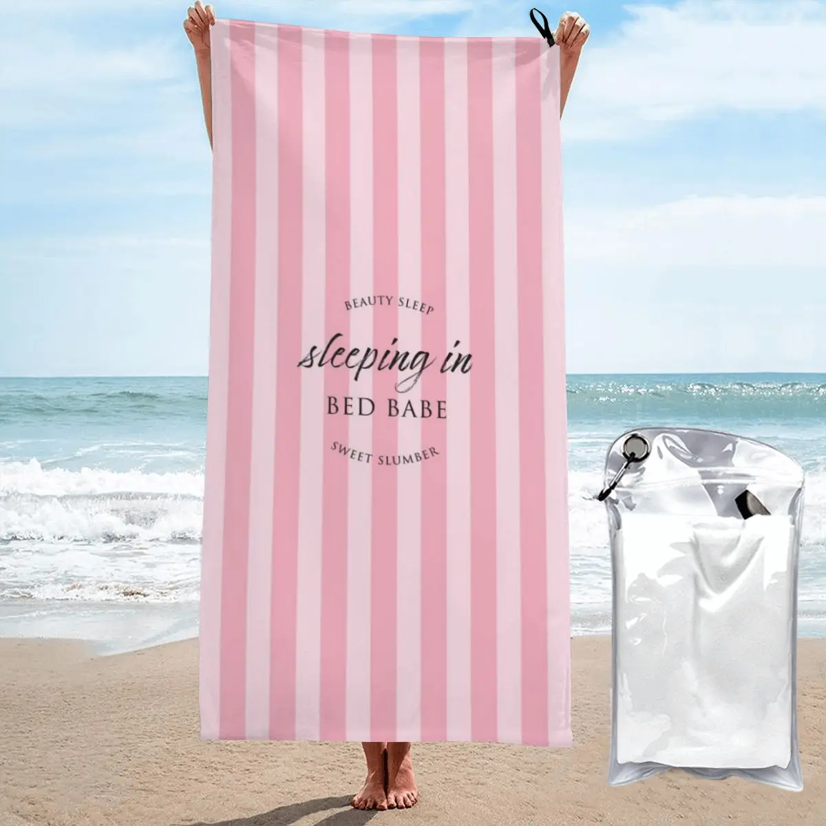 Quick Drying Bath Towels Pink White Stripe Oversized Printing Towel Super Absorbent Pool Towel Blanket