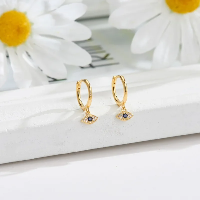 

925 Sterling Silver Shiny Inlaid Micro Cubic Zircon Eyes Earrings Ear Jewelry For Women Party Gifts