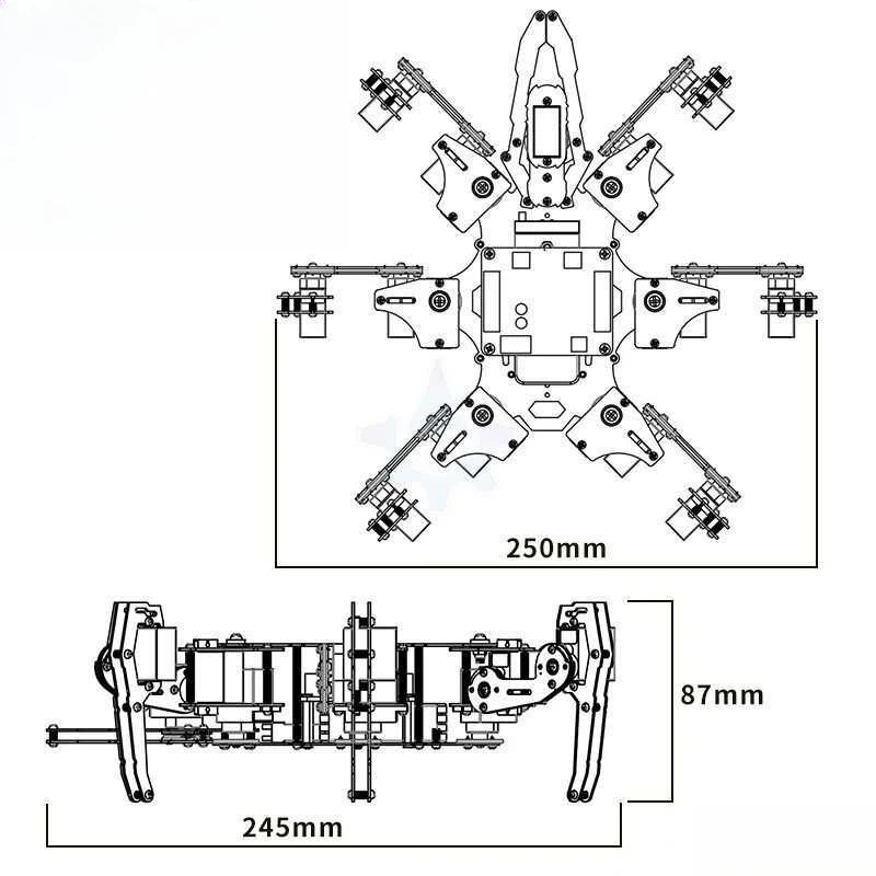 A full set of mini spider bionic robot 3D simulation programmable open source 6-leg set