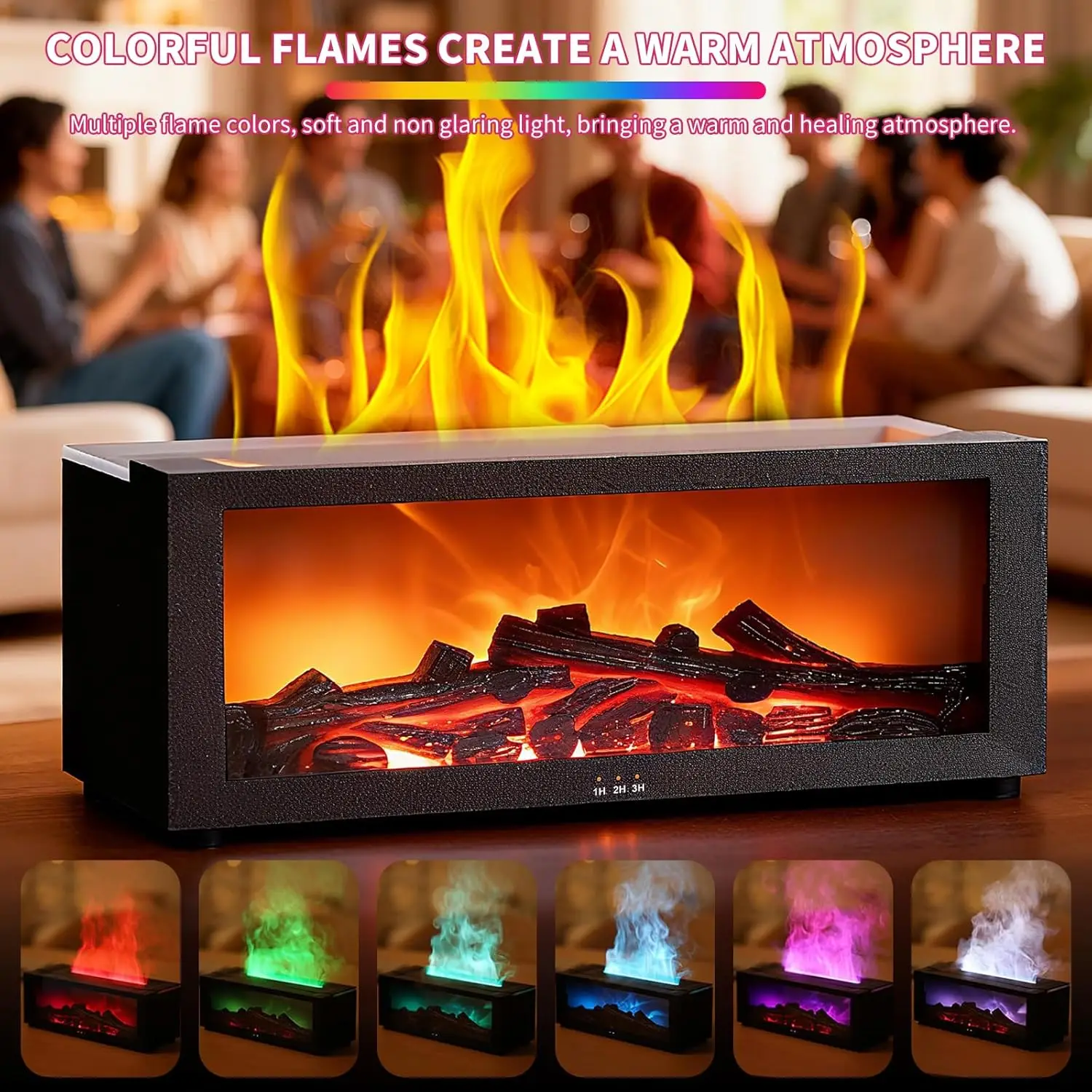 2026 New Upgrade 2026 New Upgrade Fireplace Flame Diffuser, 150ml Cool Mist Humidifier, Upgrade 7 Colour Lights Essential Oil Di