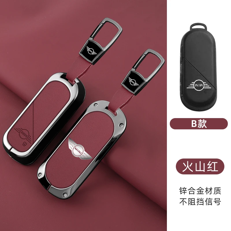 Leather Car Remote Key Case Full Cover Protection Shell Keychain Holder for Bmw Mini Countryman Cooper One 2023 2024 Accessories