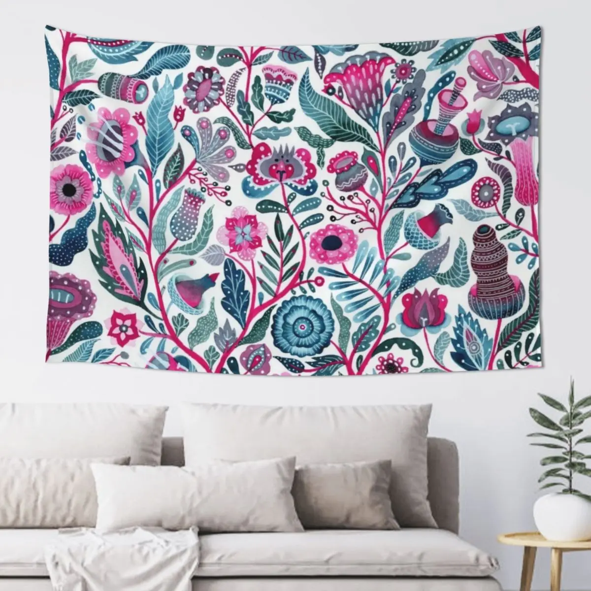 

Endlessly growing - pink and turquoise Tapestry Things To The Room Home Decoration Accessories Korean Room Decor Tapestry