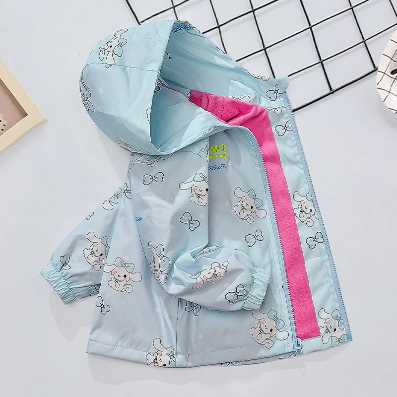 2023 Kuromi Teenager Girls Jacket Fashion Cinnamoroll Gradient Hooded Coat Boys Blazer Autumn Windproof Sweet Coats Windbreaker