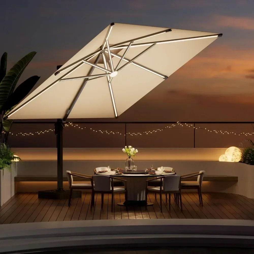 Large Rectangle Umbrella Outdoor Garden Umbrellas for Terrace Furniture Camping Parasol,The base can be flooded with sand