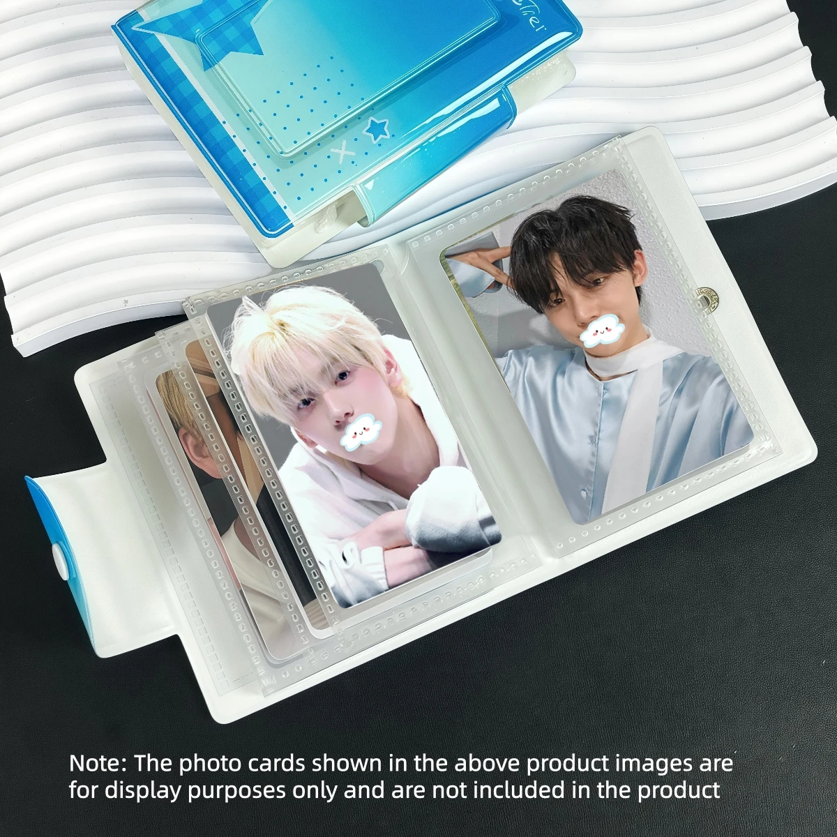 Personalized Blue Gradient Star Card Holder, Kpop Idol Album Photo Card Holder, Large Capacity Portable Card Album, Made of Pu Material, Suitable for 3-3.5inch Mini Photo Cards, Polaroid Photos, and Storage of Anime and Game Cards