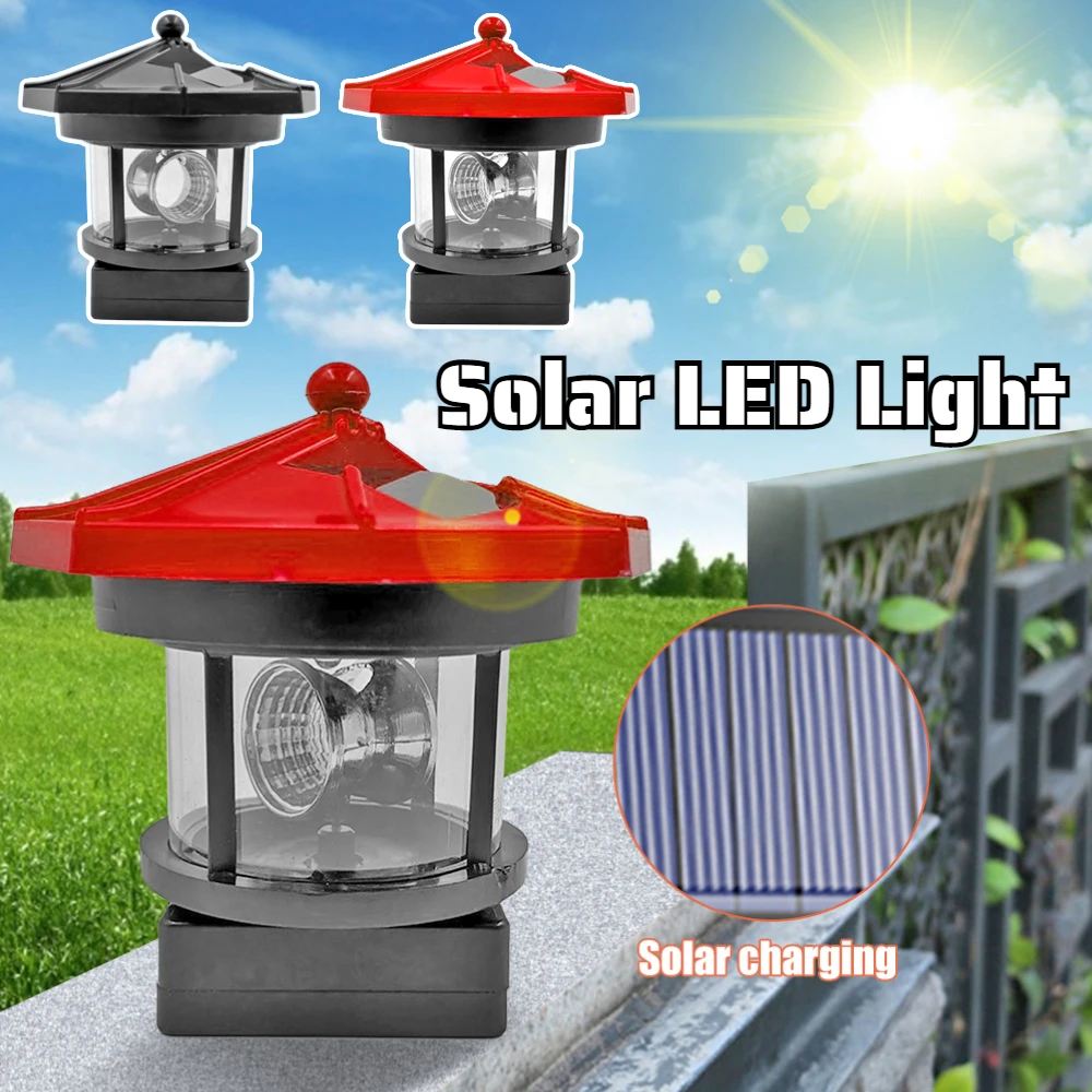 

Lighthouse Shape Solar LED Light Garden Fence Outdoor Beacon Rotating Beam Lamp For Home Garden Decorations